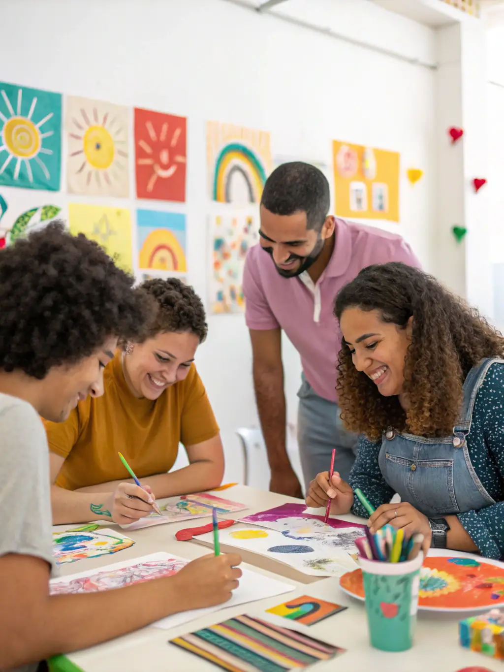 A photo of people actively participating in a workshop, showcasing the hands-on learning and creative expression fostered by A TOU BOUT D CHAMPS.